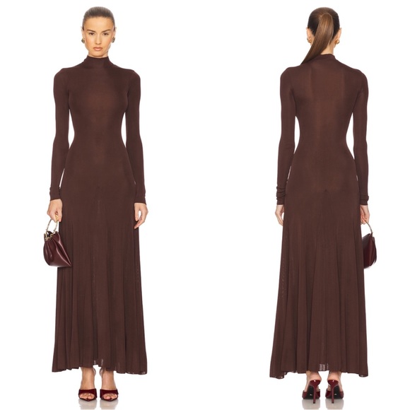 Helsa Dresses & Skirts - HELSA Zia Long Sleeve Knit Mockneck Brown Maxi Dress Size XL